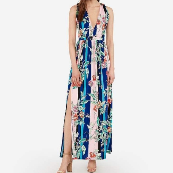 Express Dresses & Skirts - Express Floral Striped Maxi Dress